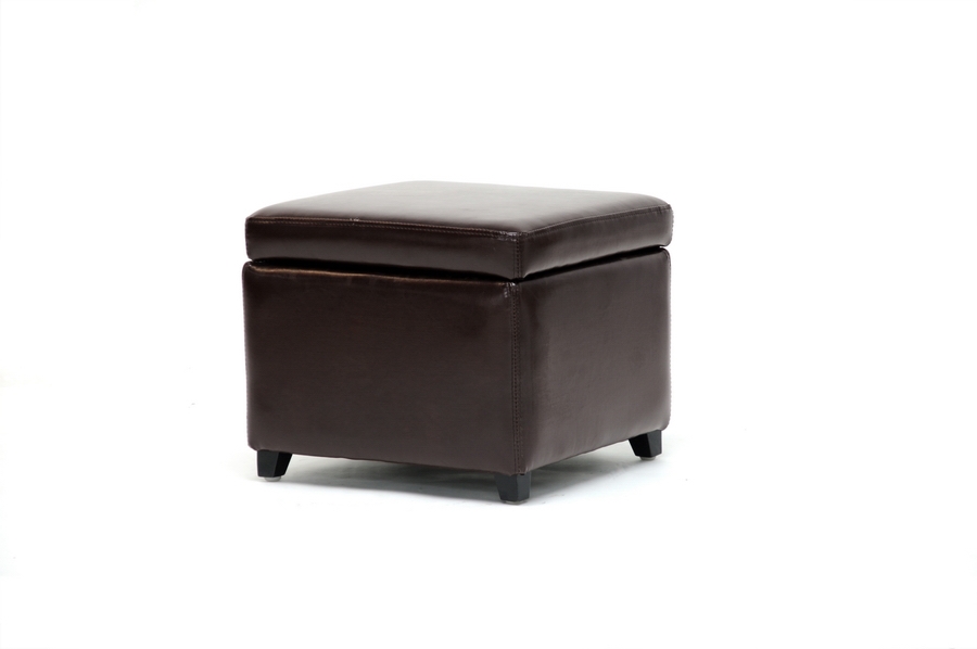 Brown leather on sale cube ottoman